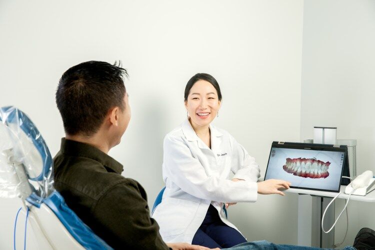 Dr. Yoo with a patient
